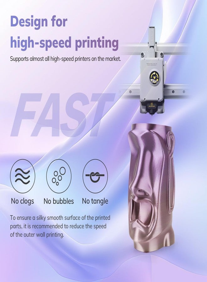 AMOLEN خيوط طباعة ثلاثية الأبعاد من نوع AMOLEN Silk PLA، خيوط PLA لامعة متعددة الألوان بتصميم قوس قزح كينجفيشر 1.75 مم، خيوط طباعة ثلاثية الأبعاد PLA متغيرة اللون متدرجة لمعظم طابعات FDM ثلاثية الأبعاد، أزرق بنفسجي أصفر، 1 كجم (2.2 رطل) - Image 5