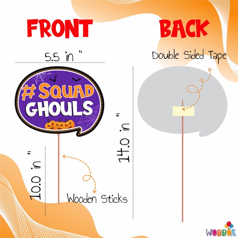 Wobbox Halloween Photo Booth Party Props DIY Kit, Multi Colour, Halloween Decoration Item (27 Pcs) - Image 3