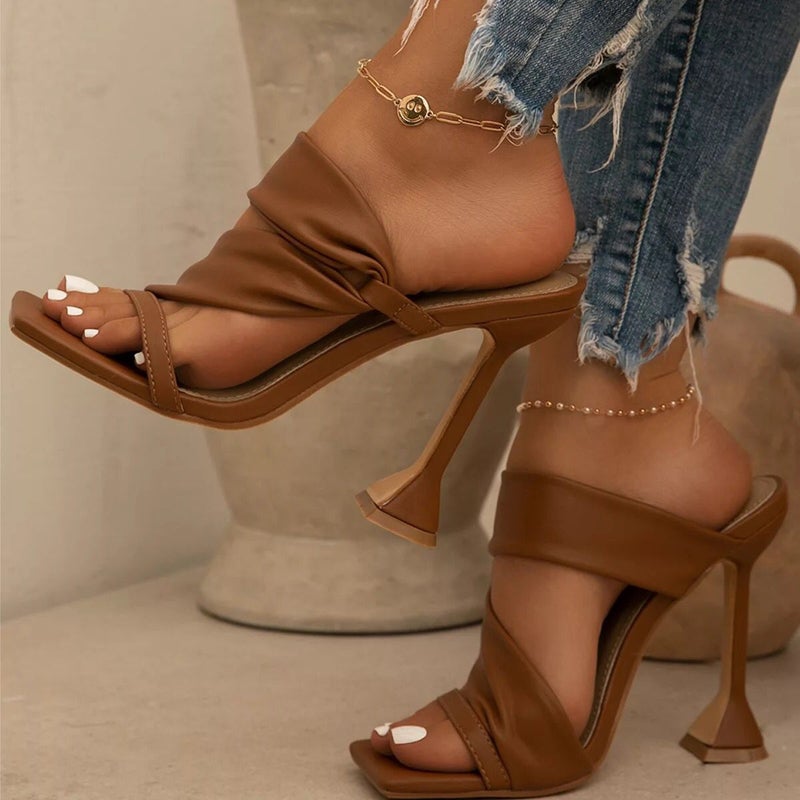 Export Large Size 43 Square Toe High Heel Sandals For Women Stiletto Heel Sandals Heels Shoes - Image 1