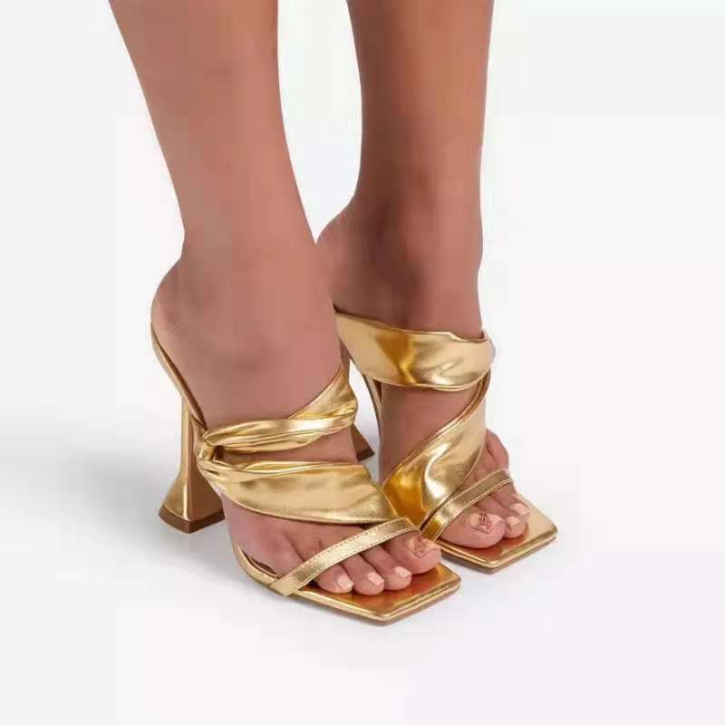 Export Large Size 43 Square Toe High Heel Sandals For Women Stiletto Heel Sandals Heels Shoes - Image 5