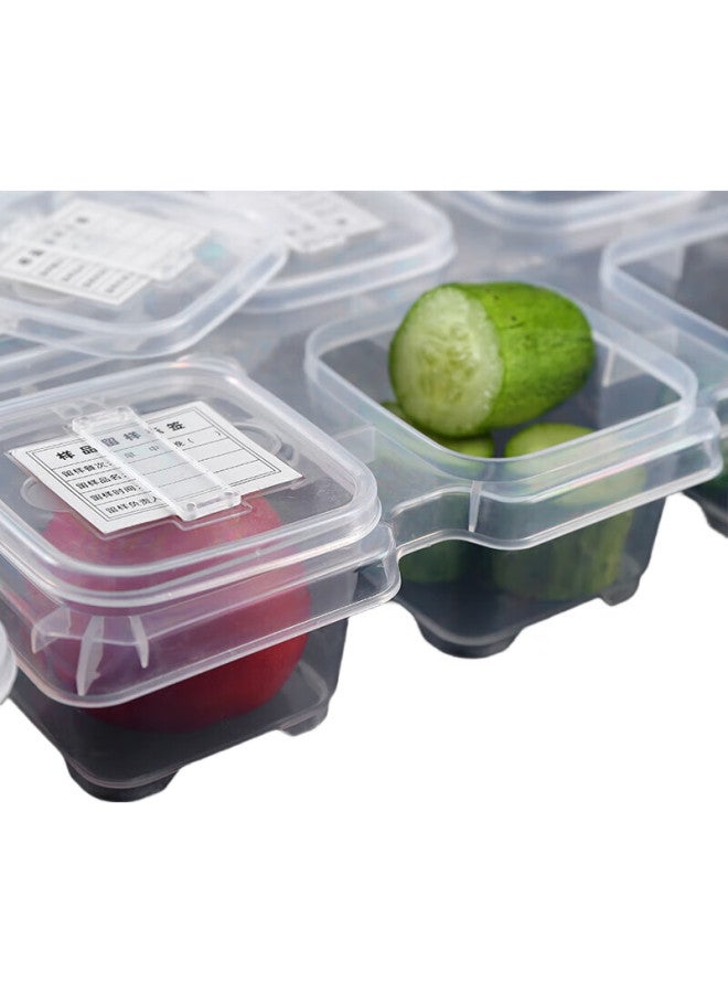 Mengting Food Sample Storage Box, Kindergarten School Hotel Fresh-Keeping Sampling Box, 6 Compartments Combination 1800Ml (With Labels) - Image 1