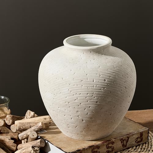Vanselia Ceramic Flower Vase Home Decor Large Tall Farmhouse Table Vases Rustic Vintage Living Room Kitchen Bedroom Decorations for House Book Shelf Office Coffee Desk Dining Fireplace 10 Rustic - Image 3