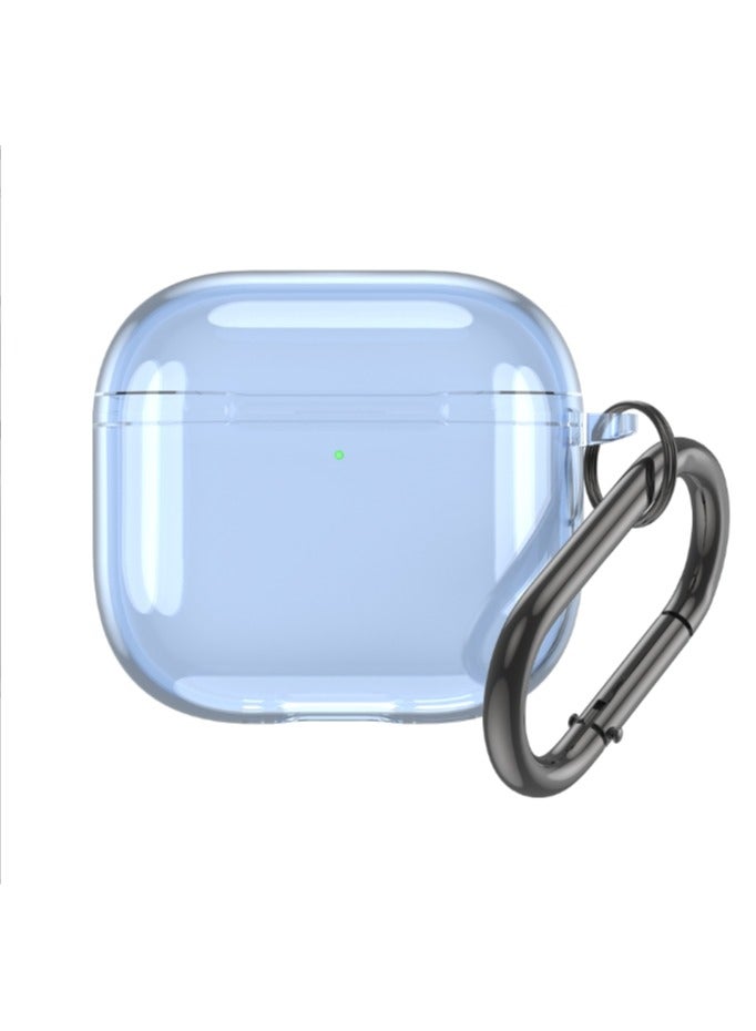 for Airpods 4（2024）Fourth Generation Transparent Protective Cover, Tpu Transparent Protective Cover With Keychain, Suitable For Women, Girls, Men, Anti Yellowing, Scratch Resistant, Shock Resistant, Full Protective Cover, Suitable For Airpods 4- (Blue) - Image 1