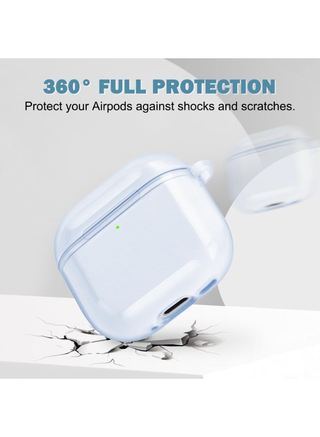 for Airpods 4（2024）Fourth Generation Transparent Protective Cover, Tpu Transparent Protective Cover With Keychain, Suitable For Women, Girls, Men, Anti Yellowing, Scratch Resistant, Shock Resistant, Full Protective Cover, Suitable For Airpods 4- (Blue) - Image 3