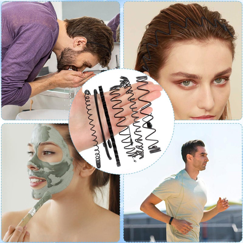 fenshine فنسين 6 قطع أربطة شعر معدنية، حلقة مموجة نابضة غير محددة سوداء، رباط رأس غير قابل للانزلاق للنساء والرجال...  - Image 5