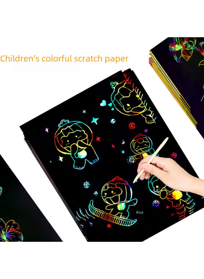 MIKADO Meike Direct Children's Colorful Scraping Paper Thickened A4 16k Scraping Large Quantity Of Postage - Image 2
