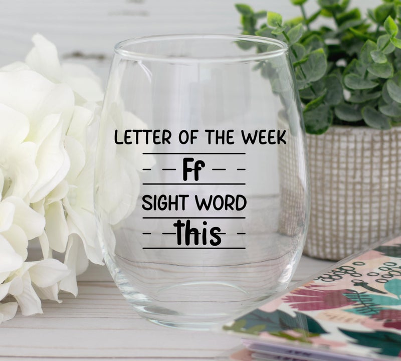 Gelid Sight Words 15 oz Wine Glass - Teacher Appreciation Gifts - Best New Teacher Gift Idea for Women, Funny Back to School Present from Students, Thank you Gifts for Coworker Retirement Birthday Christmas - Image 2