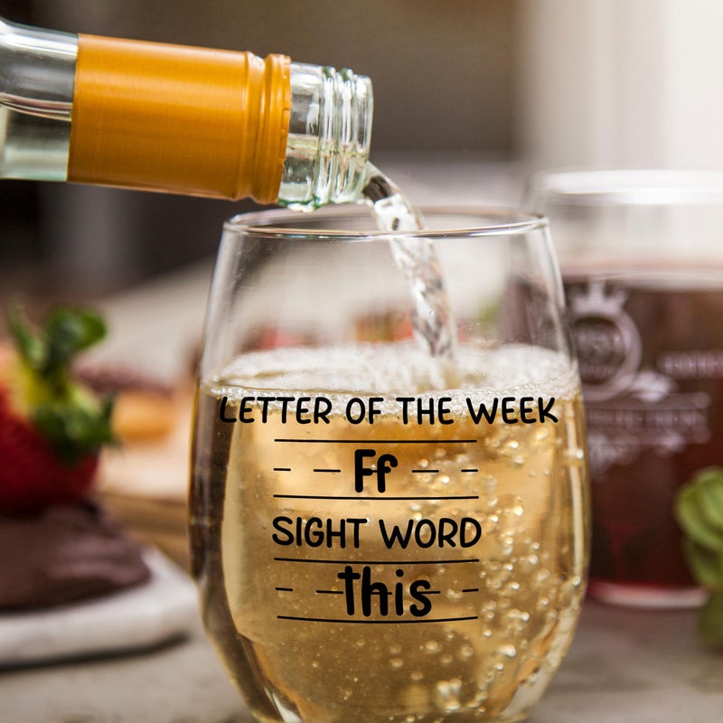 Gelid Sight Words 15 oz Wine Glass - Teacher Appreciation Gifts - Best New Teacher Gift Idea for Women, Funny Back to School Present from Students, Thank you Gifts for Coworker Retirement Birthday Christmas - Image 5
