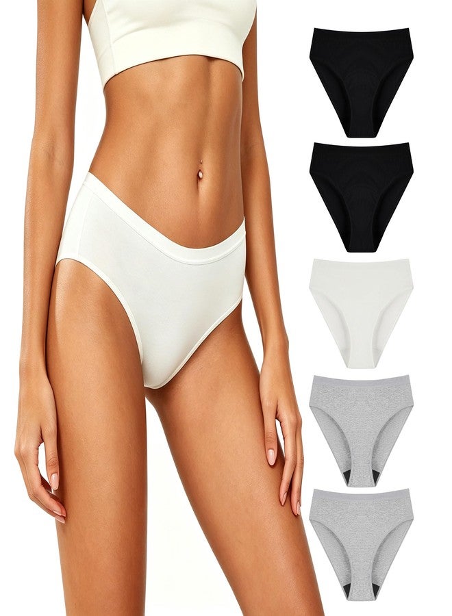 BATTEWA Women's Bikini Incontinence Underwear, 40ml Absorbent Leak Proof Bladder Control Panties, Washable Protective Briefs(Multicolor, L, 5 Pack - Image 1