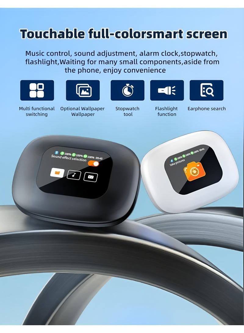 أبلينم سماعات أذن للترجمة اللغوية بالذكاء الاصطناعي، سماعات أذن مفتوحة، شاشة لمس LCD مترجم فوري لـ 134 لغة ولهجة، بلوتوث 5.3، سماعات أذن مترجم لاجتماعات العمل والسفر، لون أسود - Image 2