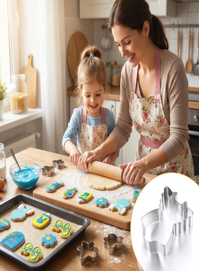 Apausvcm 7 Pcs Flower Baby Shower Cookie Cutter Set, Flower, Bouquet, Onesie, Bottle, Fondant Biscuit Cutters Baby in Bloom Stainless Steel Cookie Cutters Molds for BabyShower Birthday Party - Image 5