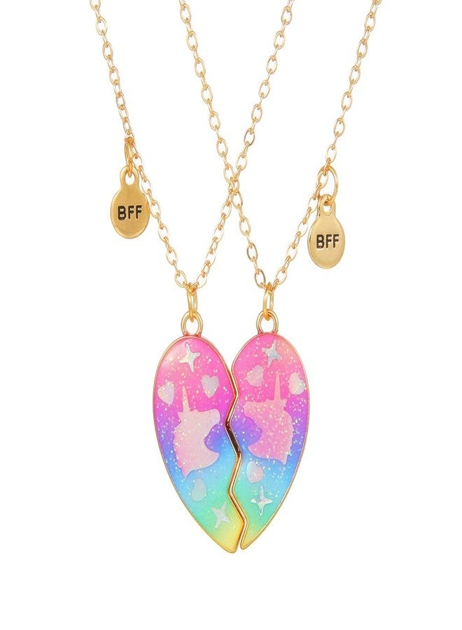 Lezmoii Friendship Necklace Best Friend Necklace Matching Magnetic Heart Unicorn BFF Necklace for 2 Girls Friendship Gifts (Unicorn Gold) - Image 1