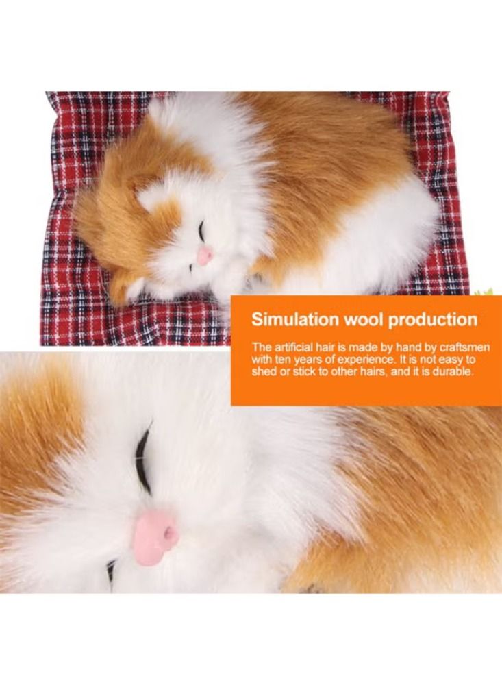 Dreamzon Mini Lovely Simulation Animal Doll Plush Sleeping Cats with Sound Kids Toy - Image 3