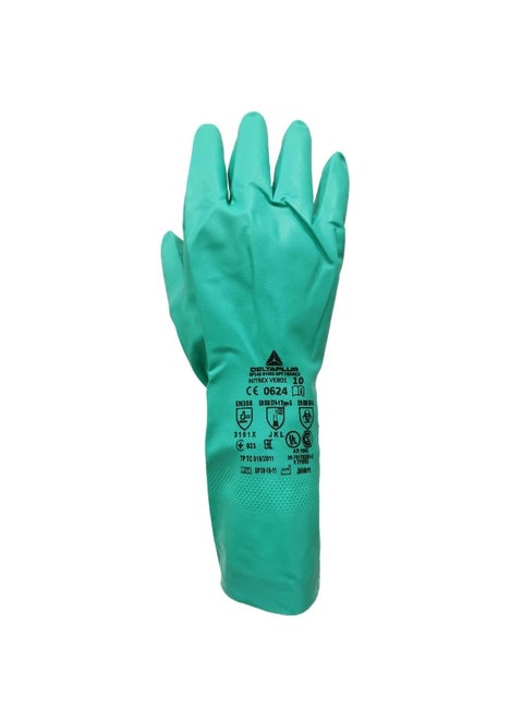 Nitrile Green 30 CMS VE 801 Gloves  – Chemical-Resistant, Durable, and Flexible Gloves for Heavy-Duty Use | Pack of 2
