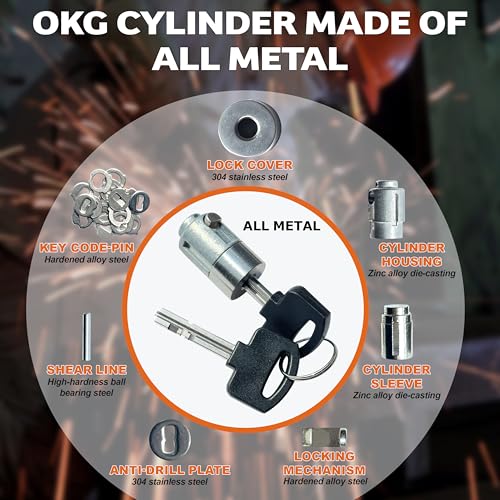 OKG Ultra Secure Stainless Steel Lock Heavy Duty Solid Cast Padlock 3 Keys 2 Rods 716 Shackle Push Cylinder Rust Proof Outdoor Lock Combo Security Chain for 2Wheeled Vehicle No Chain - Image 3