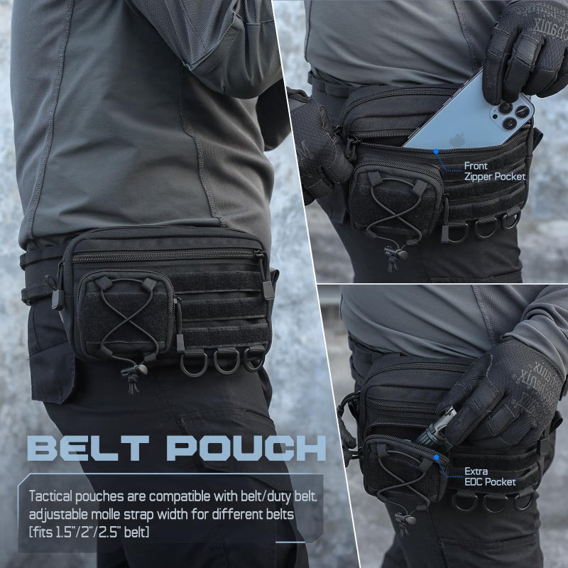 RXW Molle Admin Pouch for Tactical Backpack, EDC Tool Pouch Organizer, Tactical Admin Pouch Molle, Belt Zipper Utility Waist Bag, Horizontal Phone Pouch with US Flag Patch - Image 4