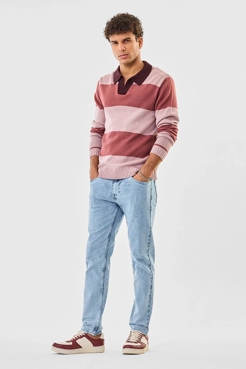 سنيتش Light Blue Solid Slim Fit Streetwear Jeans