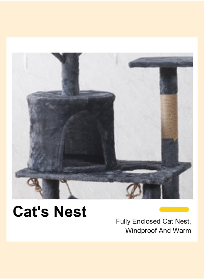 Kidle - Cat Climbing Frame Large DIY Deluxe Cat Climbing Frame Cat Nest Cat Tree All-in-One Cat Stand Cat House Activity Center Condo Cat Scratch Elevated Cat Hammock Pet Condo - Image 1