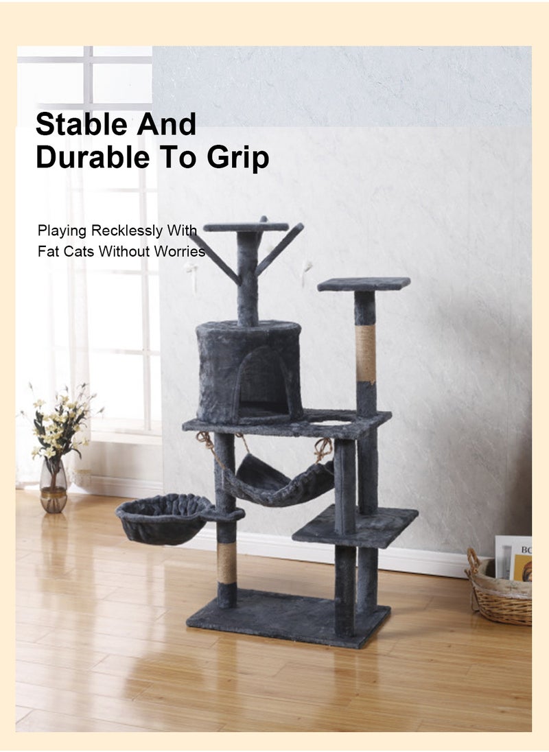 Kidle - Cat Climbing Frame Large DIY Deluxe Cat Climbing Frame Cat Nest Cat Tree All-in-One Cat Stand Cat House Activity Center Condo Cat Scratch Elevated Cat Hammock Pet Condo - Image 1