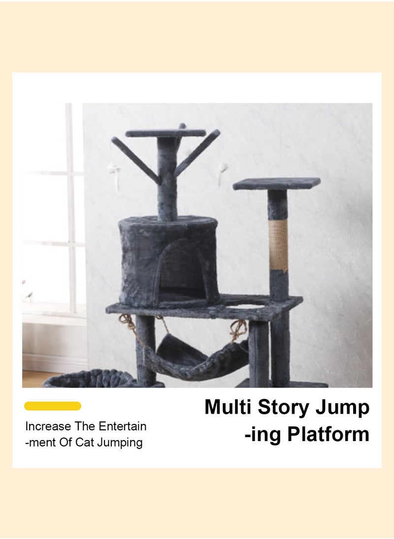 Kidle - Cat Climbing Frame Large DIY Deluxe Cat Climbing Frame Cat Nest Cat Tree All-in-One Cat Stand Cat House Activity Center Condo Cat Scratch Elevated Cat Hammock Pet Condo - Image 1