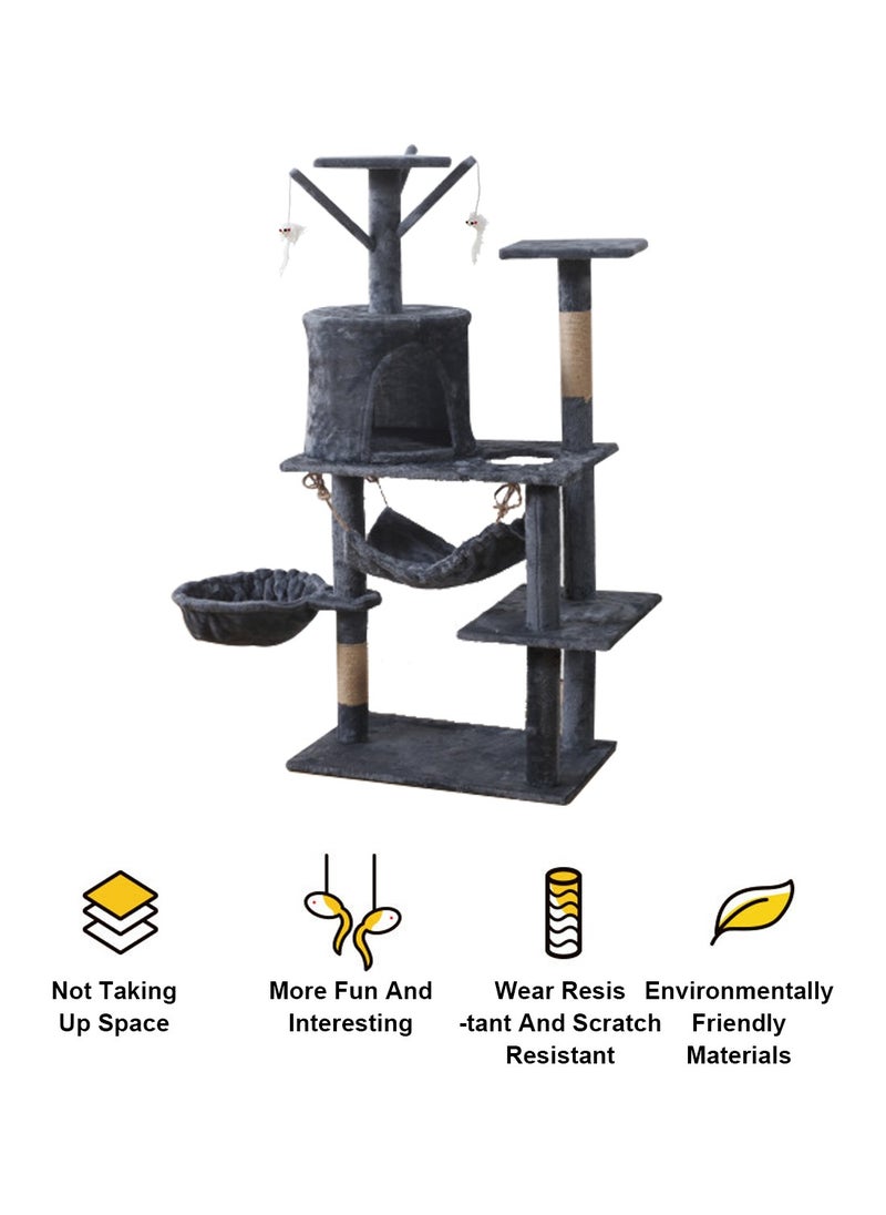 Kidle - Cat Climbing Frame Large DIY Deluxe Cat Climbing Frame Cat Nest Cat Tree All-in-One Cat Stand Cat House Activity Center Condo Cat Scratch Elevated Cat Hammock Pet Condo - Image 1
