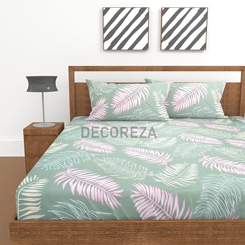DECOREZA King Size Elastic Fitted Bedsheet with Deep Pocket Cotton Feel Bed Sheet for Double Bed, Soft, Breathable & Wrinkle-Resistant, Includes 2 Pillow Covers, Size - 72"x78" Light Mauve - Image 2
