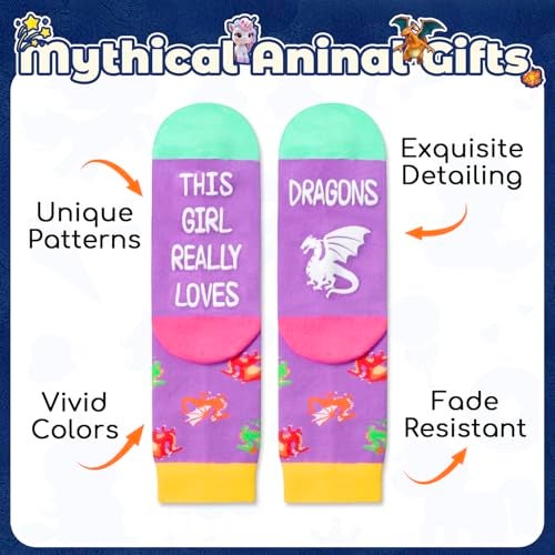 Happy Pop HAPPYPOP Dragon Gifts for Girls - Dragon Socks for Kids, Stocking Stuffers for Children 7-9 Years Old - Image 4