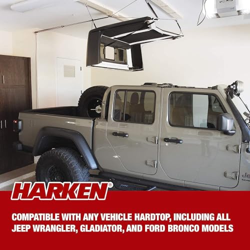 HARKEN رافعة هاركن للسقف الصلب لجيب رانجلر وجلاديتور | تخزين علوي في المرآب، ترفع الحمولة بالتساوي، نظام أمان مضاد للسقوط، ميزة ميكانيكية 6:1 - Image 2