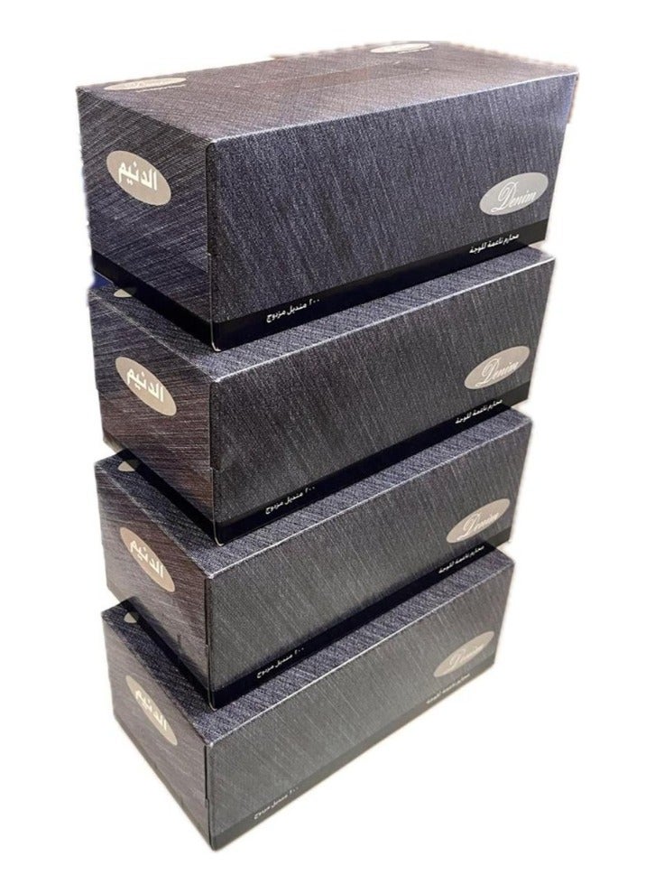 DENIM Facial Tissue - 200 Sheets, Pack of 4