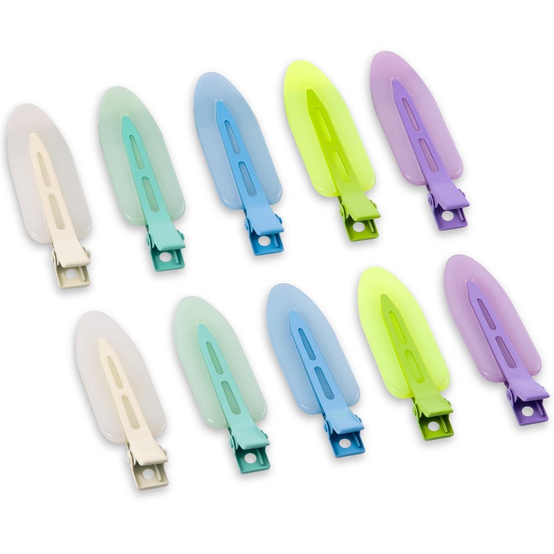 Cptots 10 Pcs Creaseless No Crease No Bend Flat Hair Clips For Styling Non Slip Makeup Clips For Women Salon Hairstyle,Jelly White Green Neon-Green Blue Purple - Image 1