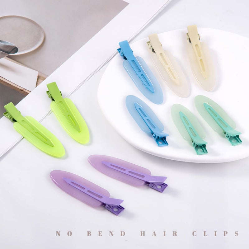 Cptots 10 Pcs Creaseless No Crease No Bend Flat Hair Clips For Styling Non Slip Makeup Clips For Women Salon Hairstyle,Jelly White Green Neon-Green Blue Purple - Image 2