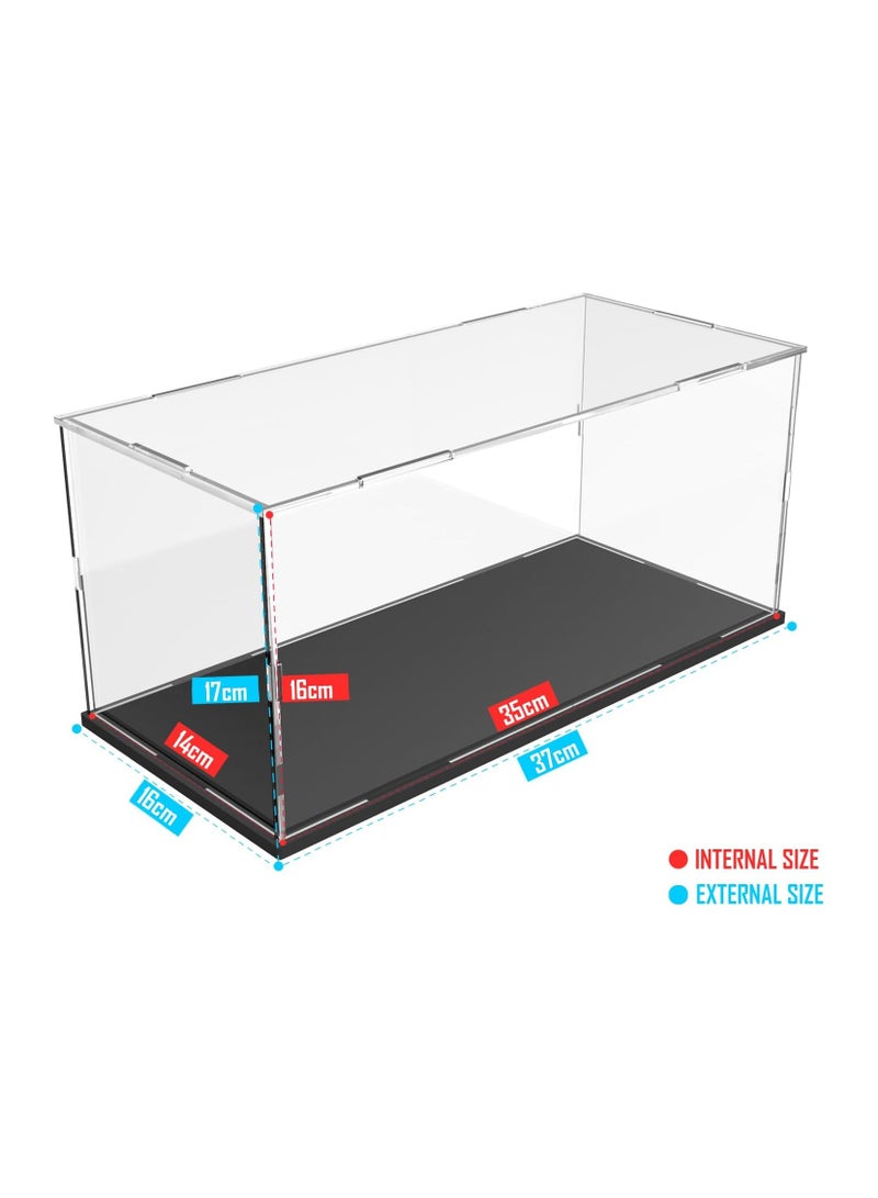 TPGP Acrylic Display Case with Black Base, Display Boxes for Collectibles Dustproof Protection Showcase (35x14x16 cm / 13.8x5.5x6.3 inch, Black) - Image 3