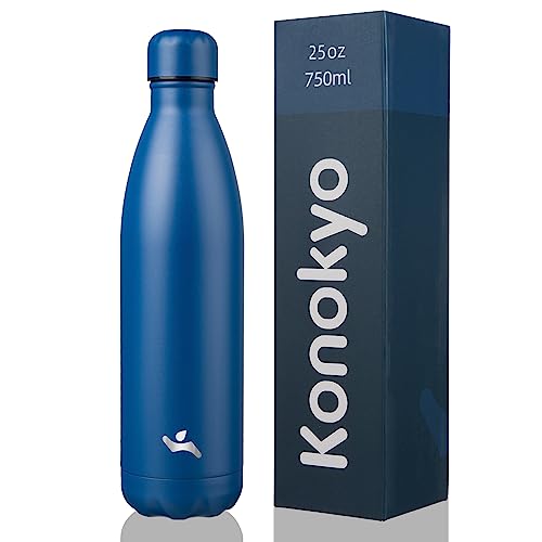 Konokyo Insulated Water Bottles,25 oz Double Wall Stainless Steel Vacumm Metal Flask for Sports Travel,Blue - Image 1