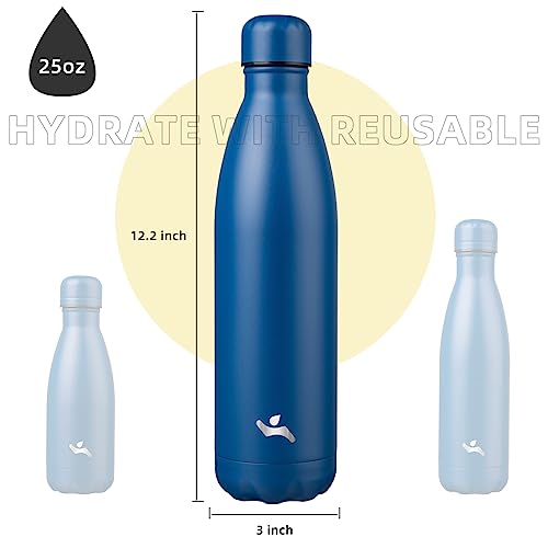 Konokyo Insulated Water Bottles,25 oz Double Wall Stainless Steel Vacumm Metal Flask for Sports Travel,Blue - Image 3