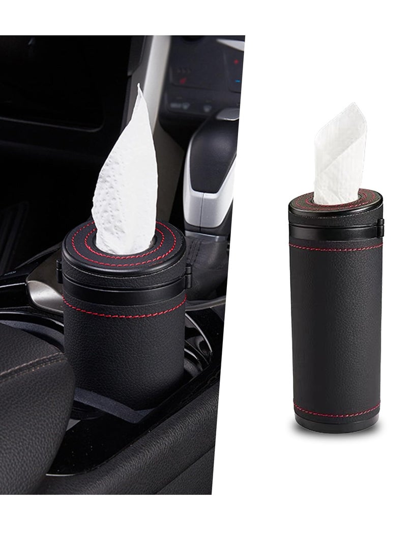 SYOSI Car Tissue Storage Box Cylindrical Armrest Box ABS Leather Emergency Window Breaking Multi Functional Tissue Paper Holder Easy to Install Automotive Accessories Interior for Most Car Models Black - Image 1