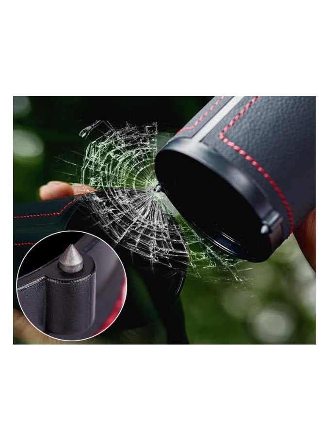 SYOSI Car Tissue Storage Box Cylindrical Armrest Box ABS Leather Emergency Window Breaking Multi Functional Tissue Paper Holder Easy to Install Automotive Accessories Interior for Most Car Models Black - Image 5