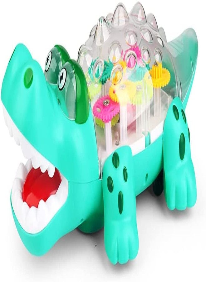PEZYOX Transparent Gear Technology 3D Crocodile 360 Degree Rotation Sound and Light Toy for Boys and Girls - Image 1