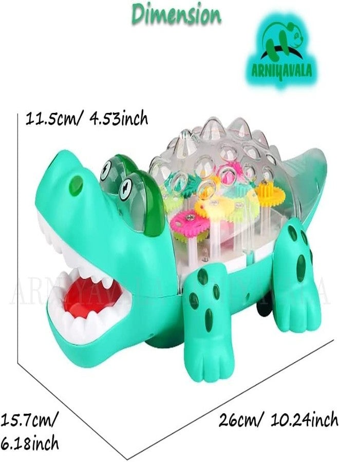 PEZYOX Transparent Gear Technology 3D Crocodile 360 Degree Rotation Sound and Light Toy for Boys and Girls - Image 2