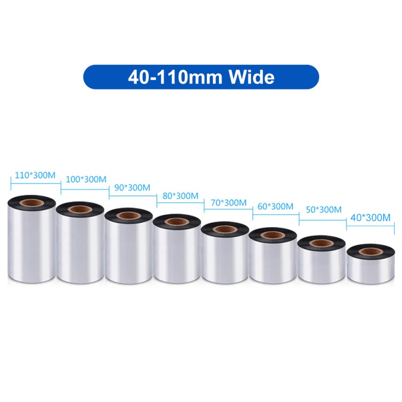 Wax Ribbon: 300 Meters Length, 65mm Compact Roll Diameter - Multiple Widths (110mm To 40mm) Thermal Transfer Ribbon For Industrial Office Label Printing, Packaging Applications - Image 4