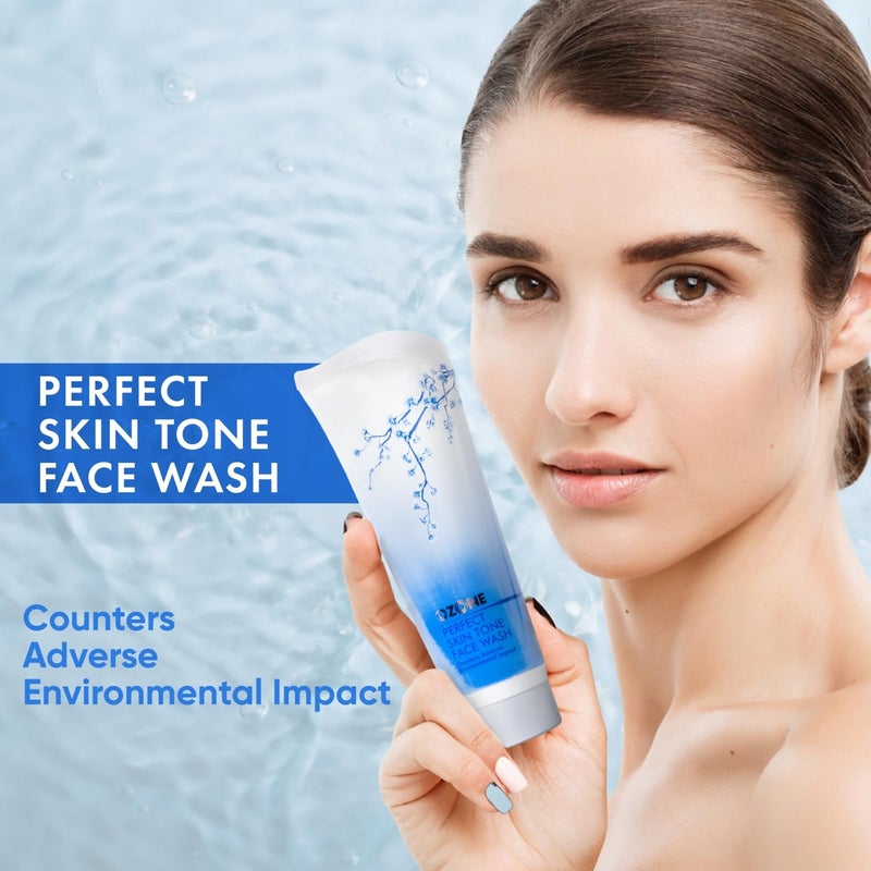 Ozone Ozone Perfect Skin Tone Face Wash For Men Women Ideal For All Skin Types Helps in Nourishing Glowing Moisturising The Skin Enriched with Aloe Vera Lemon Cucumber 100 g Pack of 1  - Image 4