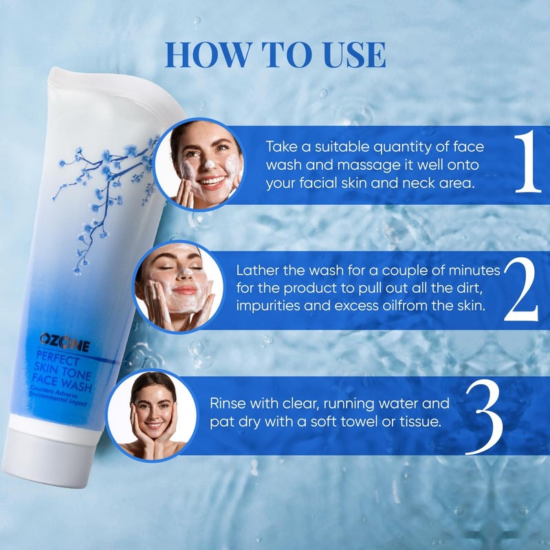 Ozone Ozone Perfect Skin Tone Face Wash For Men Women Ideal For All Skin Types Helps in Nourishing Glowing Moisturising The Skin Enriched with Aloe Vera Lemon Cucumber 100 g Pack of 1  - Image 5