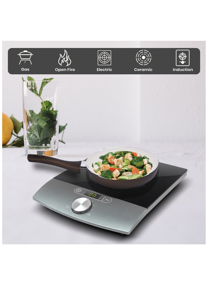 Sweet Home - Ceramic Frying Pan Set - 26 CM | PFOA Free, Oven Safe, Induction Compatible, Dishwasher Safe, Grey/Cream - Image 1