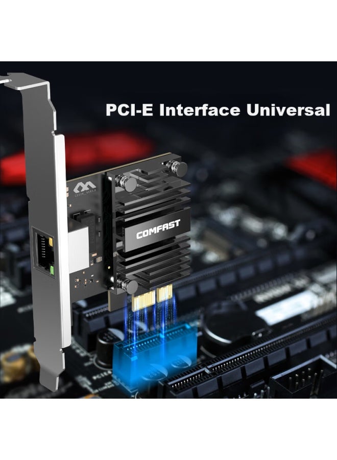 Comfast Pci-e 5g Wired Network Card Desktop Computer Built-in Pcie To Gigabit Network Card Rj45 Network Port Expansion Host Ethernet Full Duplex Adaptive 5000m Network Card - Image 5