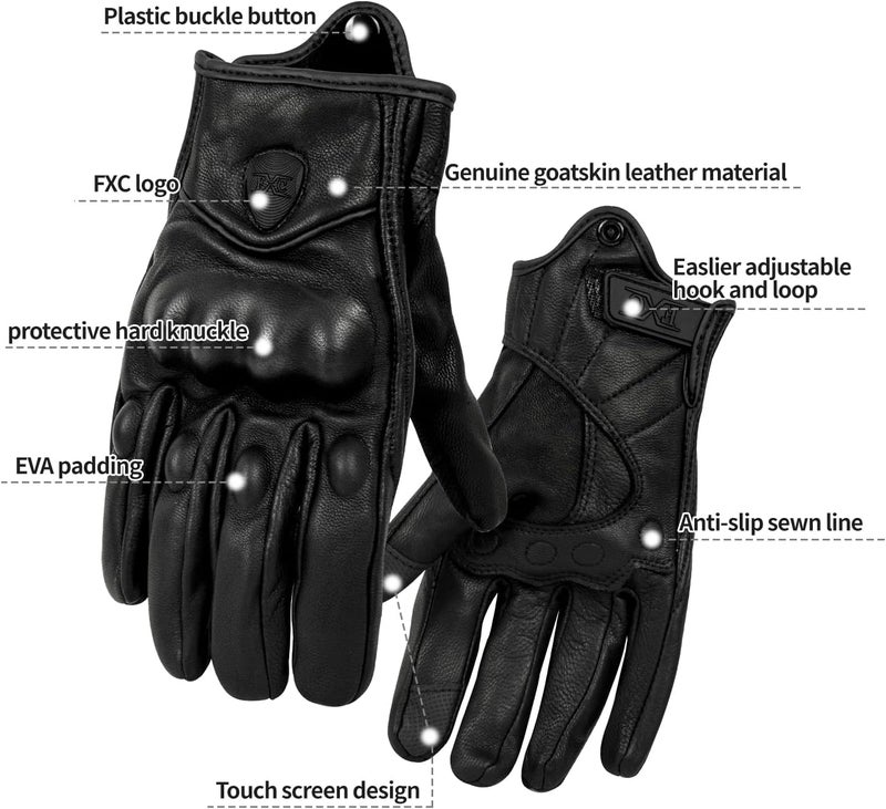 FXC Full Finger Motorcycle Leather Gloves - Image 2