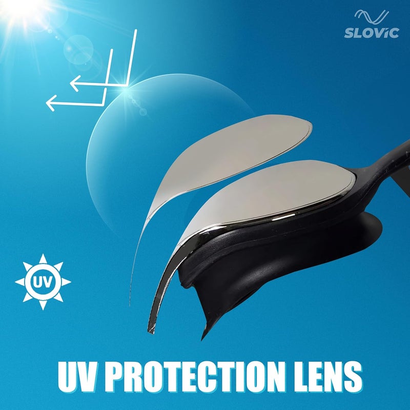 SLOVIC Swimming Goggles for Adults | Swimming Goggle for Men and Women | Anti Fog | UV Protection | Leak Proof | Silicone Strap with Extra Expandability | Black | Adjustable Straps | Black - Image 5