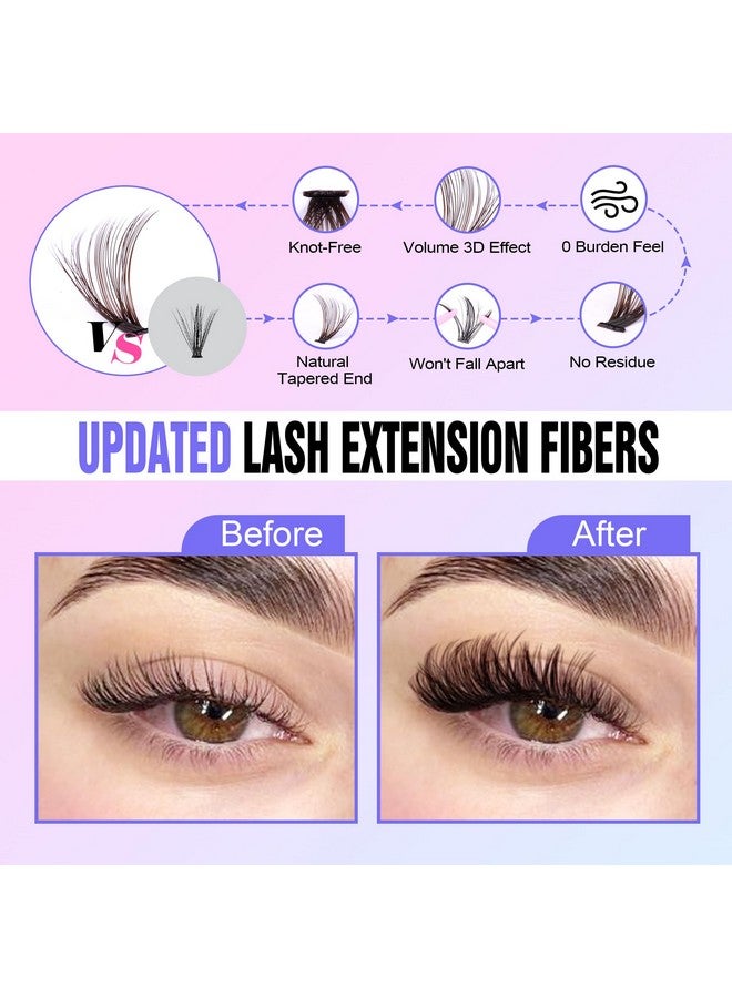 Pawotence Lash Extension Kit DIY 280pcs Brown Lash Clusters Eyelash Extension Kit 40D 9-16mm Individual Lashes Kit with Lash Bond and Seal Lash Tweezers for Self Use (Brown 40D, 9-16mm, Kit) - Image 2