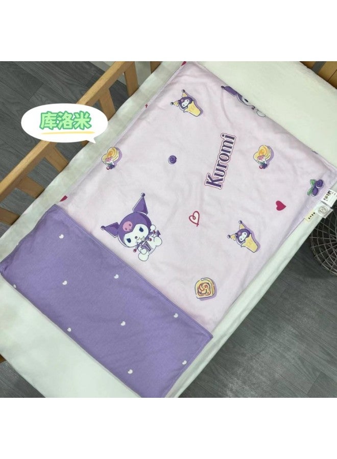 # Kindergarten Mattress Cover Pure Cotton Cartoon Cotton Mattress Cover Cotton Soft Cushion Quilt Cover Zipper Cover-Color:Kuromi [60-count Type A Quilt Cover]-Specifications:100x150cm - Image 1