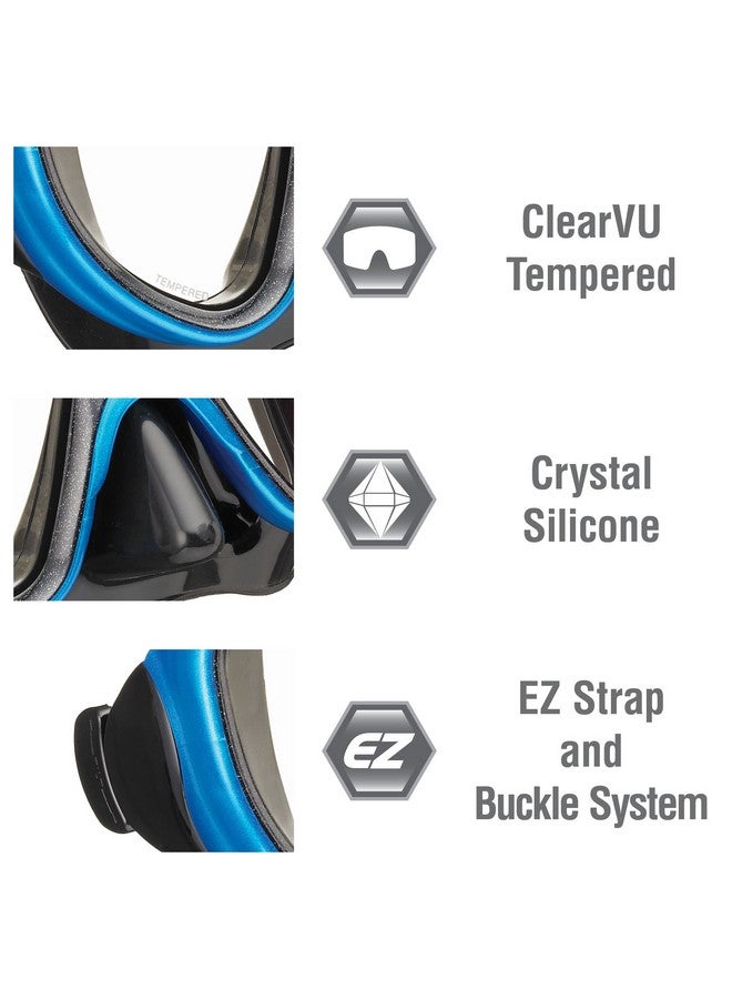 TUSA Sport Adult Serene Mask And Snorkel Combo Black/Fishtail Blueuc1625Pqbfb - Image 2