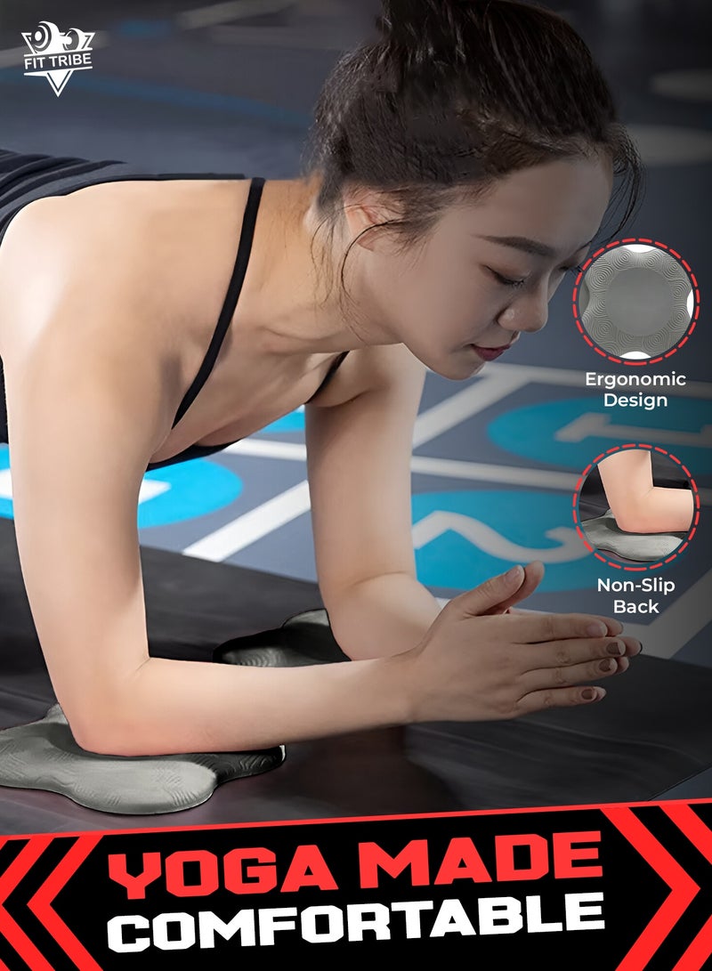 FIT TRIBE 2PCS Yoga Knee Pads for Women & Men, Extra Thick Foam Exercise Pads, Non-Slip Gym Cushion for Knees, Elbows & Hands, Lightweight & Durable Workout Accessories, Yoga Essentials (Grey) - Image 5