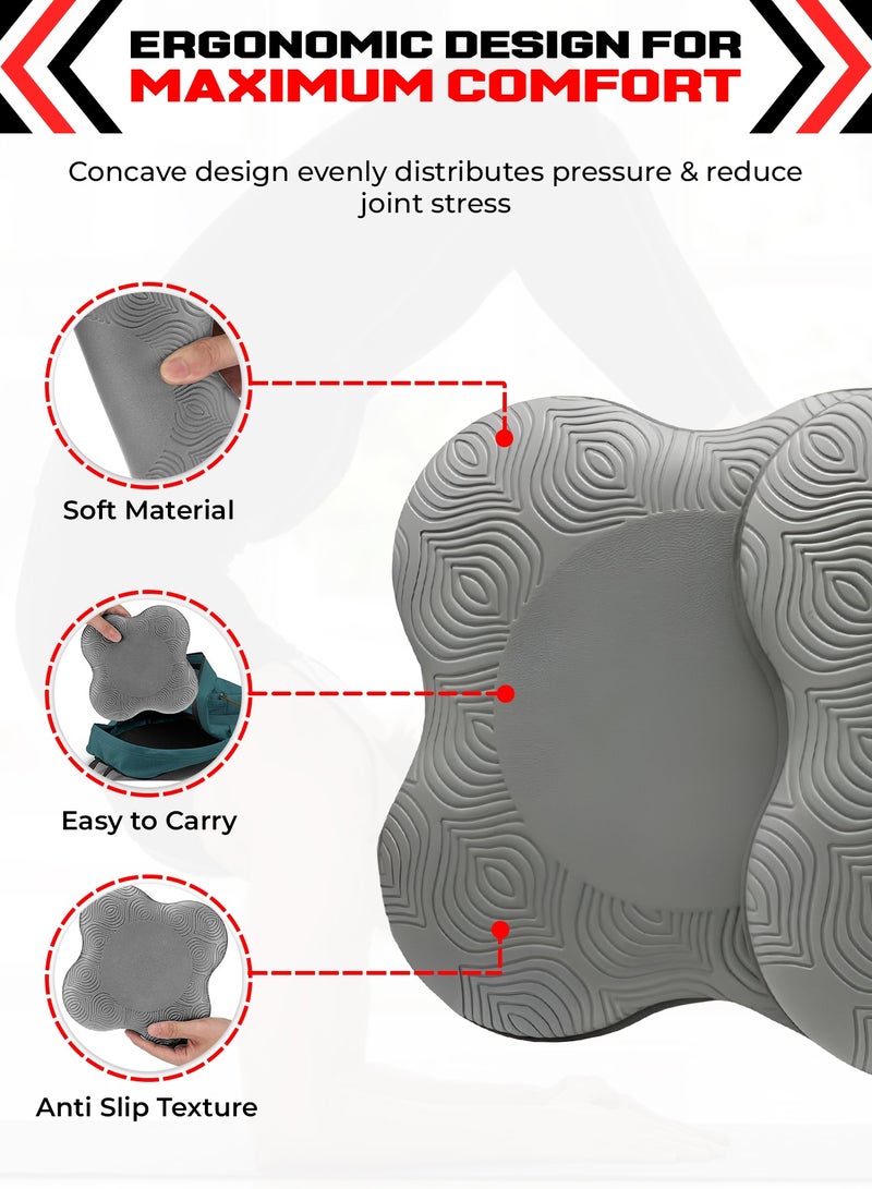 FIT TRIBE 2PCS Yoga Knee Pads for Women & Men, Extra Thick Foam Exercise Pads, Non-Slip Gym Cushion for Knees, Elbows & Hands, Lightweight & Durable Workout Accessories, Yoga Essentials (Grey) - Image 3